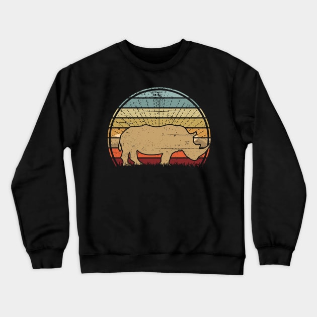 Rhino Sunset Crewneck Sweatshirt by Nerd_art